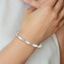 Load image into Gallery viewer, Rhodium-plated Sterling Silver Baguette and Round CZ Bracelet