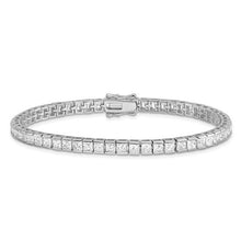 Load image into Gallery viewer, Sterling Silver Rhodium-plated CZ Tennis Bracelet