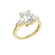 Load image into Gallery viewer, Emerald+Tapered 3-Stone Engagement Ring