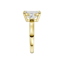 Load image into Gallery viewer, Emerald+Tapered 3-Stone Engagement Ring