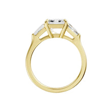 Load image into Gallery viewer, Emerald+Tapered 3-Stone Engagement Ring