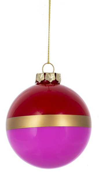 Glam Ball With Gold Band Ornament, 2 Asst