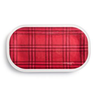 Red Plaid Medium Melamine Rectangular Platter