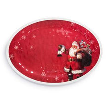 Load image into Gallery viewer, Red Snowfall Santa Large Melamine Oval Platter