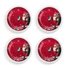 Load image into Gallery viewer, Red Snowfall Santa Melamine Appetizer Plates - Set of 4