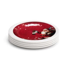 Load image into Gallery viewer, Red Snowfall Santa Melamine Appetizer Plates - Set of 4