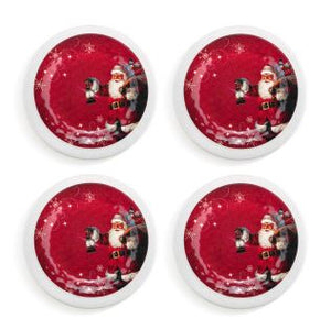 Red Snowfall Santa Melamine Appetizer Plates - Set of 4