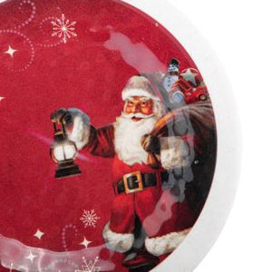 Red Snowfall Santa Melamine Appetizer Plates - Set of 4