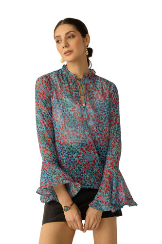 Rosette Reverie Top - Blue