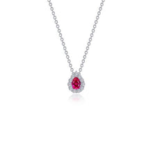 Load image into Gallery viewer, Ruby 0.61 CTW Pear-shaped Halo Necklace