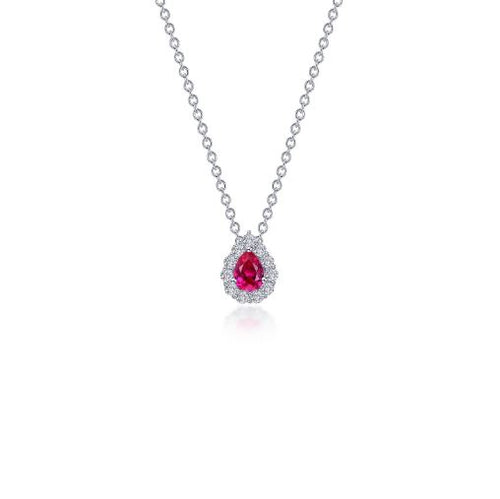 Ruby 0.61 CTW Pear-shaped Halo Necklace