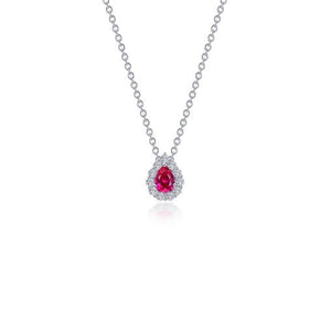 Ruby 0.61 CTW Pear-shaped Halo Necklace