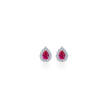 Load image into Gallery viewer, Ruby 0.72 CTW Pear-shaped Halo Stud Earrings