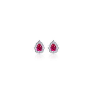 Ruby 0.72 CTW Pear-shaped Halo Stud Earrings