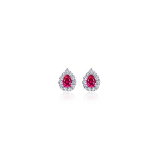 Ruby 0.72 CTW Pear-shaped Halo Stud Earrings