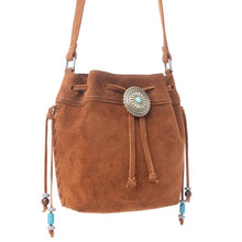 Load image into Gallery viewer, Yellowstone Sundown Ember Suede Leather Bucket Bag - Maple Brown