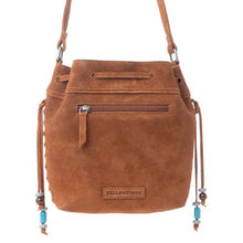 Load image into Gallery viewer, Yellowstone Sundown Ember Suede Leather Bucket Bag - Maple Brown