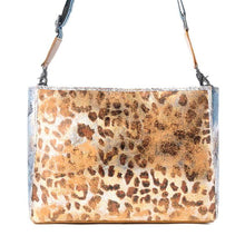 Load image into Gallery viewer, Safari Glow Leather Bag - Brown with Metallic Detail