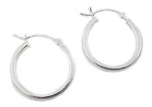 Sterling Silver 2mm/ 20mm Square Tubular Hoop Earrings