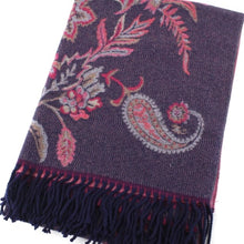 Load image into Gallery viewer, Floral Heirloom Polyester Scarf - Navy