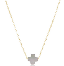 Load image into Gallery viewer, Signature Cross 16" Necklace - Mother of Pearl - Black Tahitian