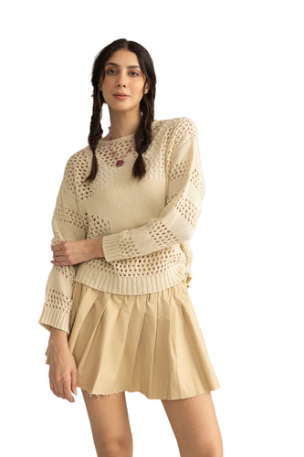 Midnight Mesa Knitted Sweater - Cream
