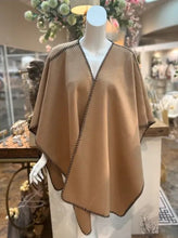 Load image into Gallery viewer, Stitched Edge Trim Cape Wrap - Camel
