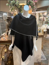 Load image into Gallery viewer, Stitched Edge Trim Cape Wrap - Black