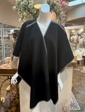 Load image into Gallery viewer, Stitched Edge Trim Cape Wrap - Black