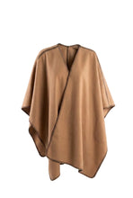 Load image into Gallery viewer, Stitched Edge Trim Cape Wrap - Camel