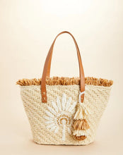 Load image into Gallery viewer, Straw Fringe Tote Palmetto