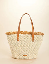 Load image into Gallery viewer, Straw Fringe Tote Palmetto