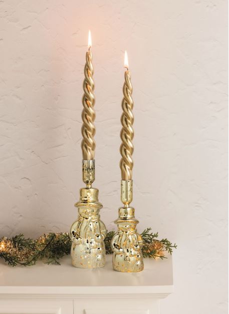 Taper Candle, Set of 2 - Gold Spiral