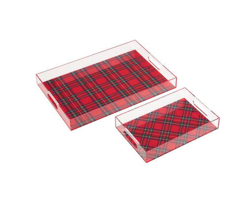 Tartan Acrylic Tray, 2 asst.