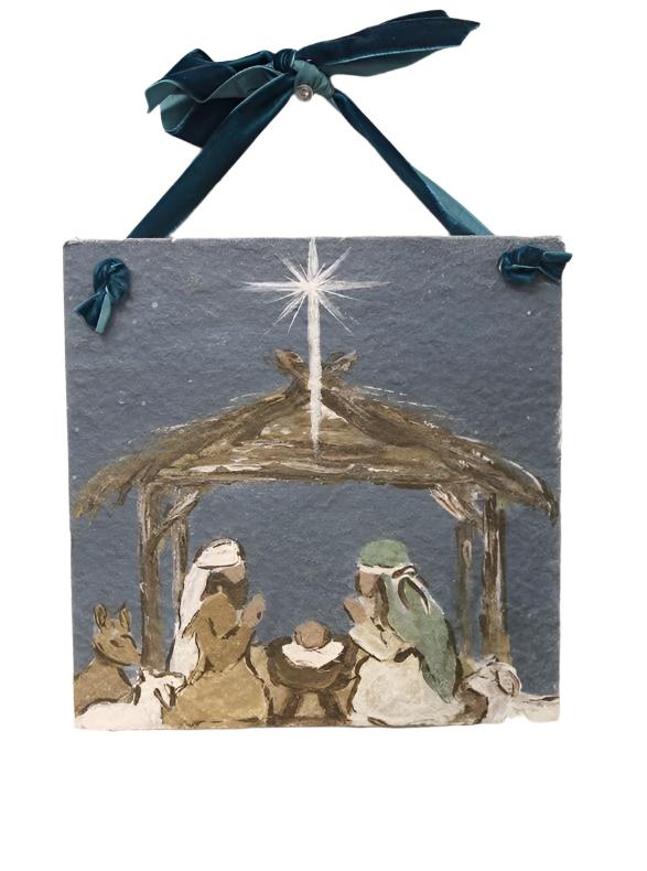 Teal Nativity Wall Sign