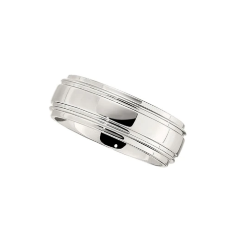 8.0mm Slightly Domed Double Ridged Dura Cobalt Band