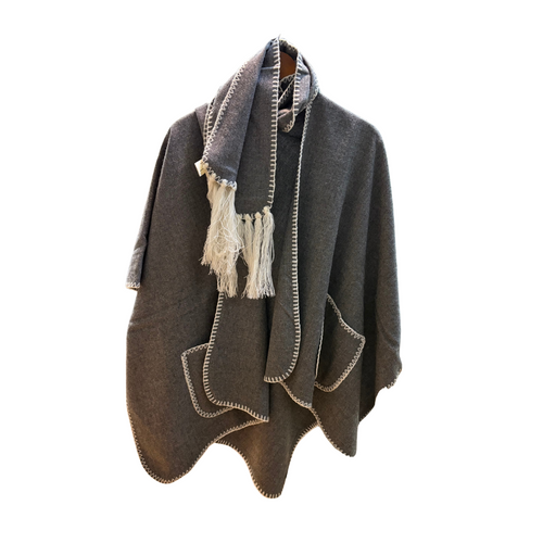 Whipstitch Wrap, Heathered Gray
