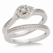 Load image into Gallery viewer, White Gold Diamond Halo Bridal Set