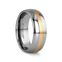 Load image into Gallery viewer, CENTURION 14K Gold Inlaid Domed Tungsten Ring