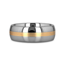Load image into Gallery viewer, CENTURION 14K Gold Inlaid Domed Tungsten Ring