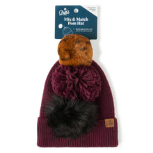 Load image into Gallery viewer, Britt&#39;s Knits Snap To It Mix &amp; Match Pom Hat - Wine