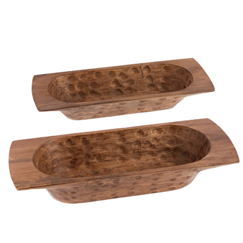 Walnut Finish Dough Bowl, 2 asst