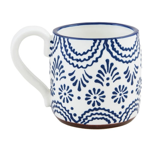 Wavy Line Blue Floral Mug