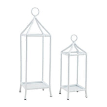 Load image into Gallery viewer, White Bamboo Metal Lantern Set