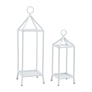 White Bamboo Metal Lantern Set