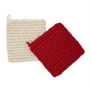 Red & White Crochet Pot Holder Set