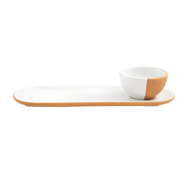 White & Rust Tray & Dip Set