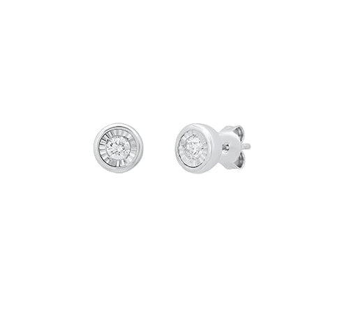 Sterling Silver Bezel Set 1/4 ctw Lab Diamond Earrings
