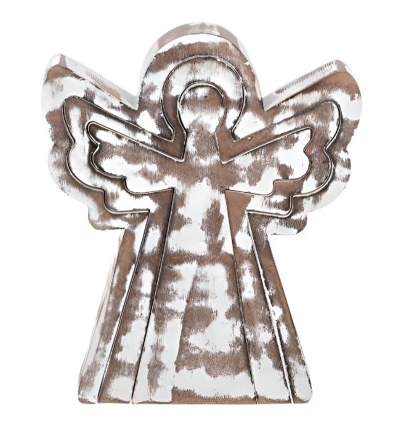 Nested White Wash Angel Figurine, 3 Piece Set – Hartzog Gifts