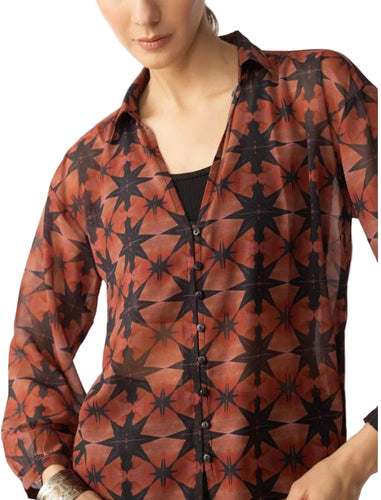 Astro Printed Top - Burnt Orange